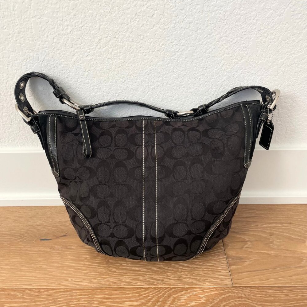 Vintage Coach Purse Hobo Signature Shoulder Bag Black Monogram 6279 Y2K - Picture 3 of 11